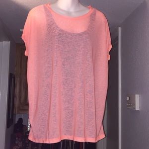 XL salmon sheer workout top.